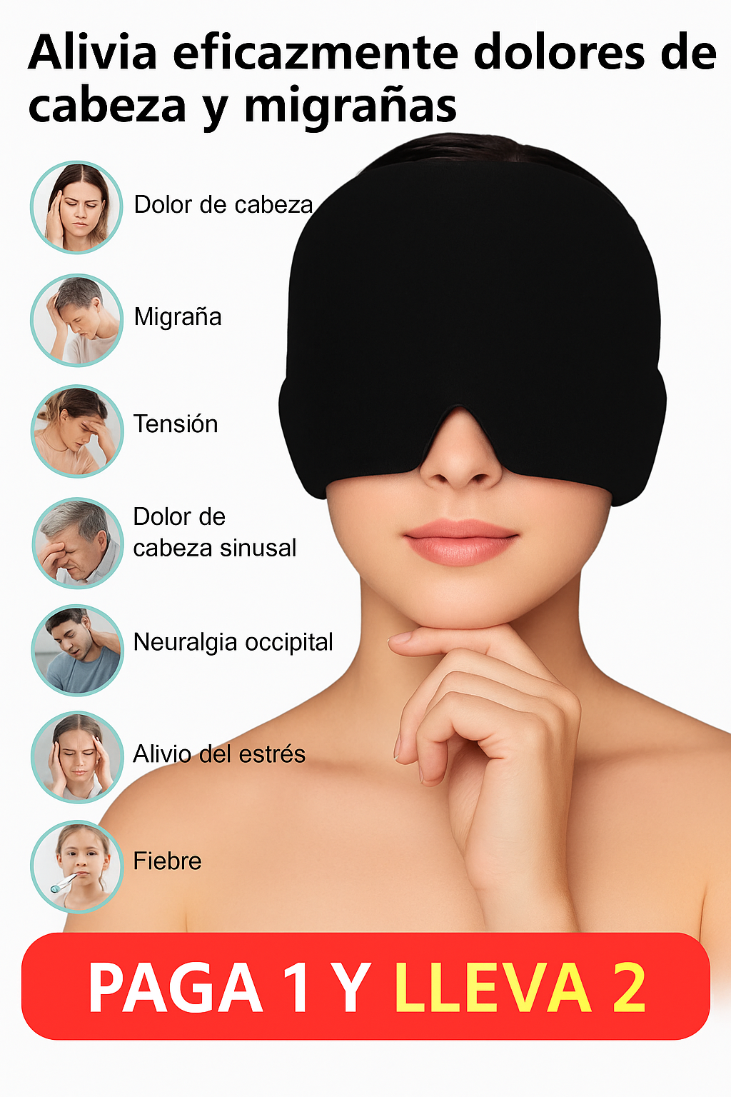 Gorro para Terapia de Alivio de Migraña y Dolores de Cabeza - [PAGA 1 Y LLEVA 2]